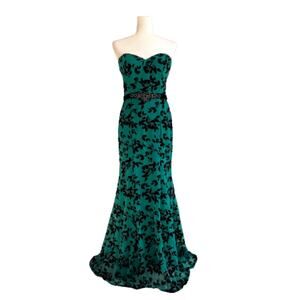 City Triangles Formal Dress Green Black Strapless Mermaid Gown Size 9 Junior NEW